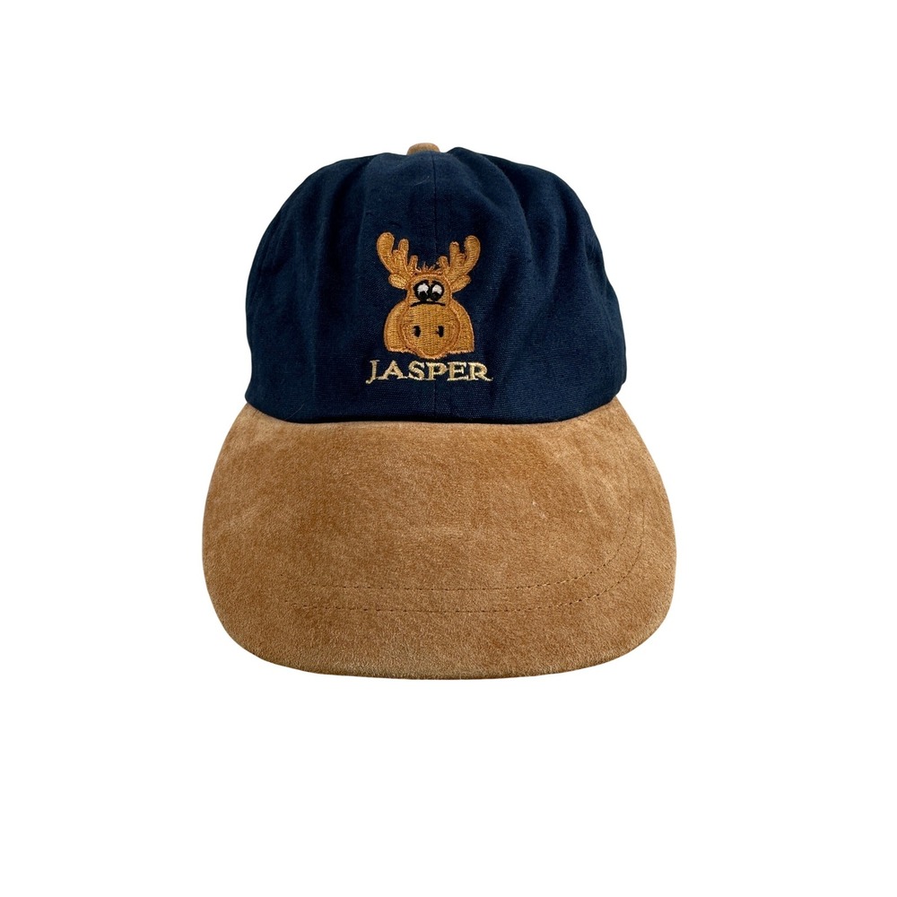 Jasper‎ Canada Gorpcore Hat Navy & Tan Suede Brim Moose Vintage Style Strapback